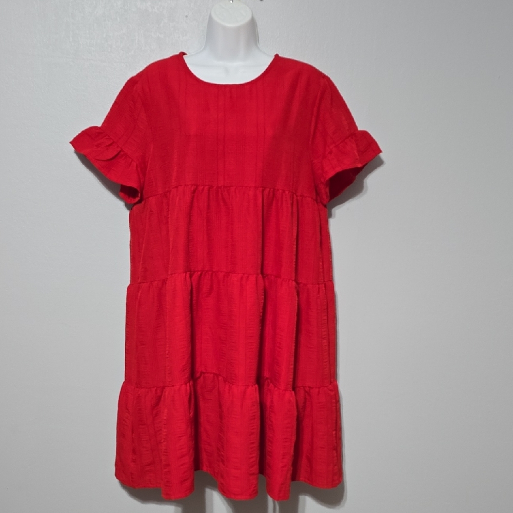 SHEIN Red Tiered Maxi Dress